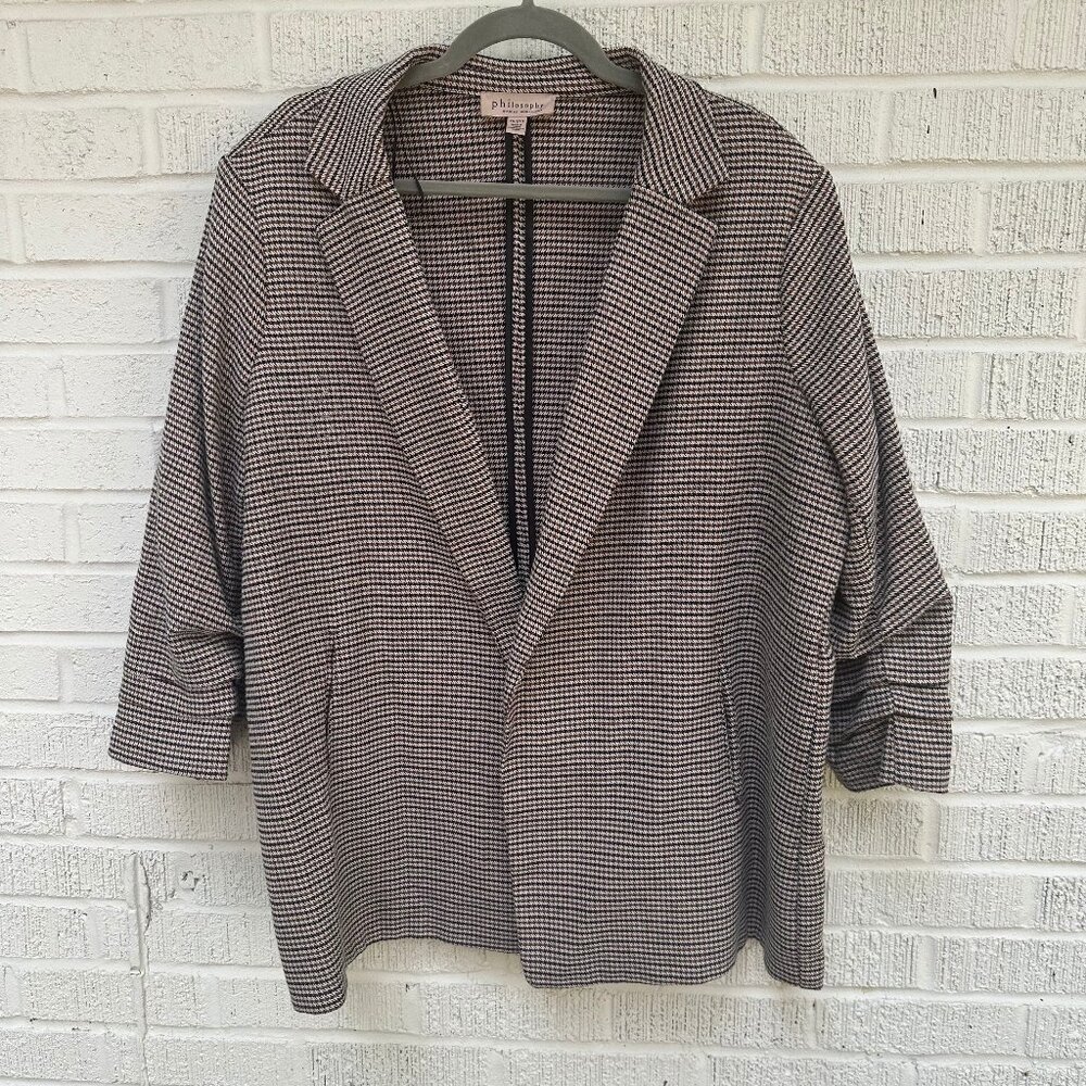 Philosophy Women’s Houndstooth Open Front Blazer Size 2X